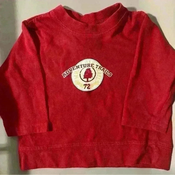 100% cotton vintage red long sleeve tee shirt hiking crew neck style toddler boy - Picture 1 of 3